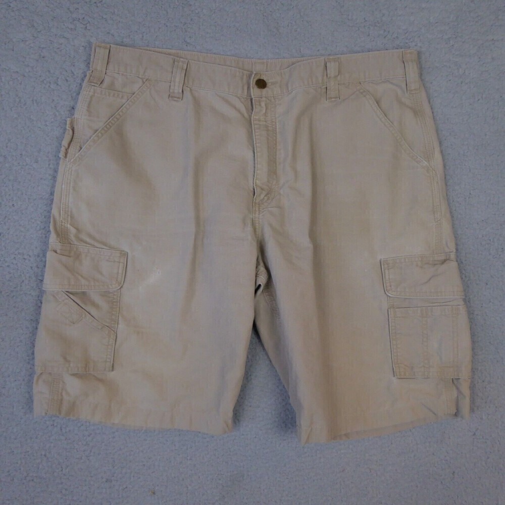 Carhartt Cargo Shorts Men's 40 Relaxed Fit Beige Tan Cargo 40x11 Work Wear